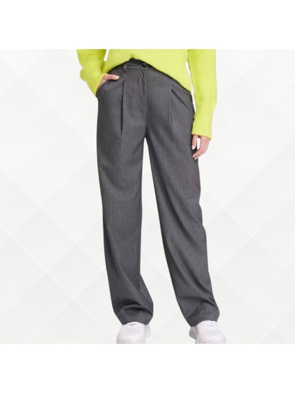 NWT Wild Fable Gray Pinstripe Wide Leg Pants • Flowy • Size 14 - WPT-100059